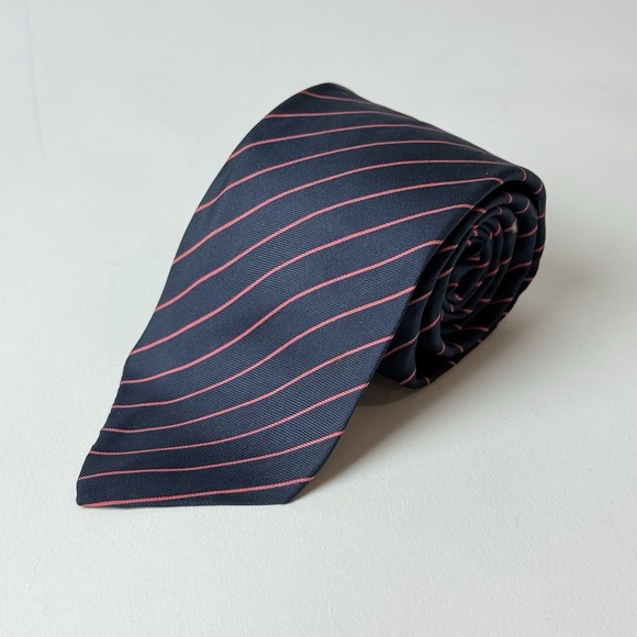 Vintage John Frederics Thin Striped Mens Neck Tie Blue Pink Union Made T82 - Picture 1 of 5